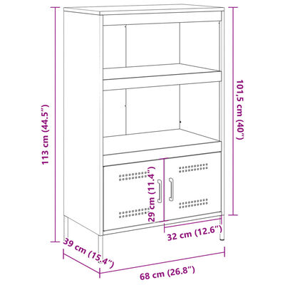 vidaXL Credenza Bianca 68x39x113 cm in Acciaio