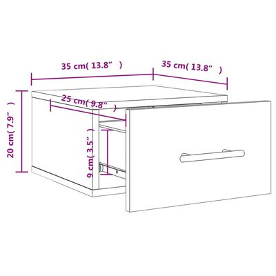 vidaXL Comodini a Muro 2 pz Grigio Sonoma 35x35x20 cm