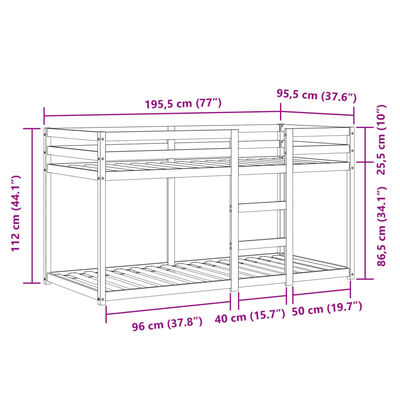 vidaXL Letto a Castello senza Materasso Rosa 90x190 cm Legno di Pino