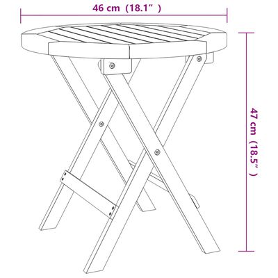 vidaXL Tavolo da Giardino Pieghevole Bianco Ø 46 cm Massello di Acacia