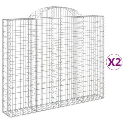 vidaXL Cesti Gabbioni ad Arco 2 pz 200x30x160/180 cm Ferro Zincato