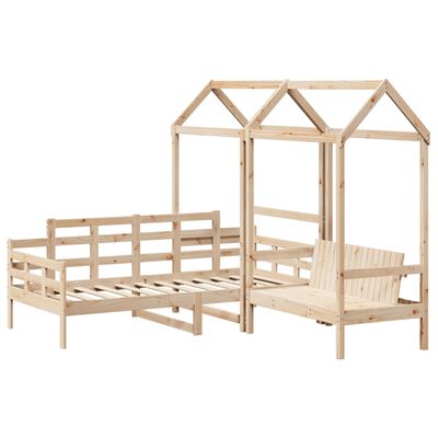 vidaXL Set Dormeuse e Panca con Tetto 90x200cm Legno Massello di Pino