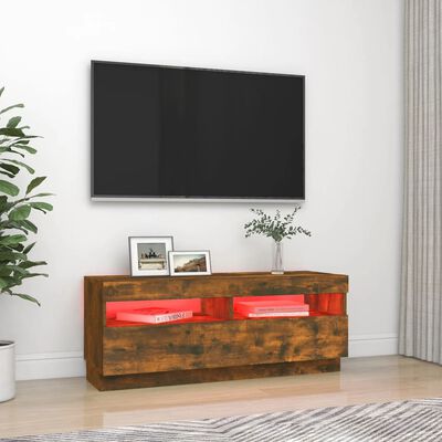 vidaXL Mobile Porta TV con Luci LED Rovere Fumo 100x35x40 cm
