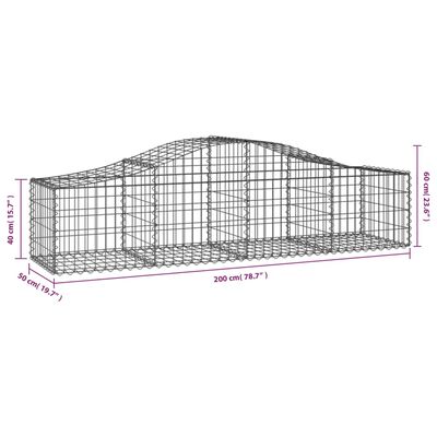 vidaXL Cesti Gabbioni ad Arco 5 pz 200x50x40/60 cm Ferro Zincato