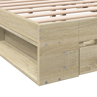 vidaXL Giroletto Cassetti Rovere Sonoma 140x190 cm Legno Multistrato