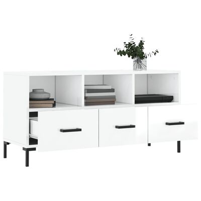 vidaXL Mobile Porta TV Bianco Lucido 102x36x50 cm in Legno Multistrato