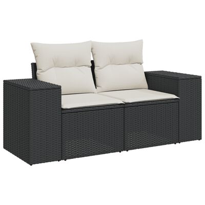 vidaXL Set Divani da Giardino 5 pz con Cuscini in Polyrattan Nero