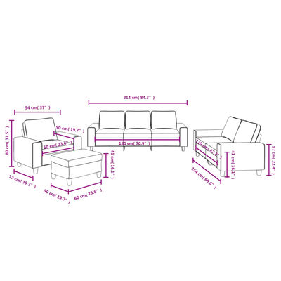 vidaXL Set di Divani 4 pz Grigio Scuro in Tessuto