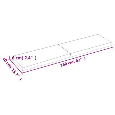 vidaXL Piano Tavolo Marrone 160x40x(2-6) cm Rovere Massello Trattato