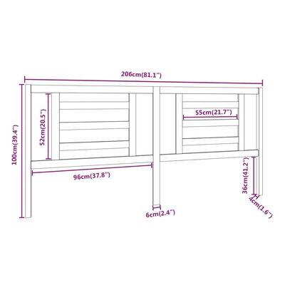 vidaXL Testiera per Letto ambra 206x4x100 cm in Legno Massello di Pino