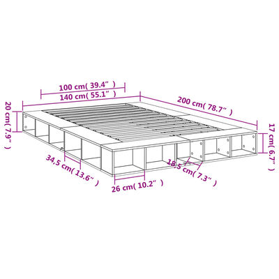 vidaXL Giroletto Rovere Fumo 140x200 cm in Legno Multistrato