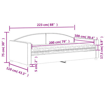 vidaXL Divano Letto con Materasso Crema 100x200 cm in Tessuto