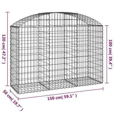 vidaXL Cesto Gabbione ad Arco 150x50x100/120 cm Ferro Zincato