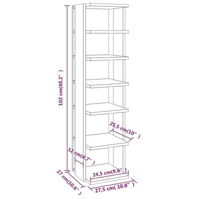 vidaXL Scarpiera Rovere Fumo 27,5x27x102 cm Legno Multistrato