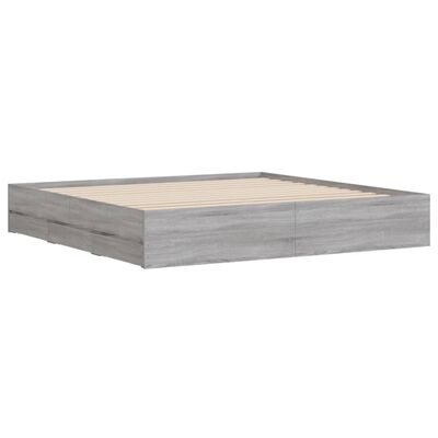 vidaXL Giroletto Cassetti Grigio Sonoma 200x200 cm Legno Multistrato