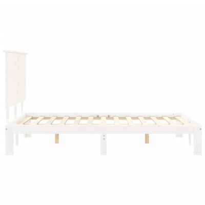 vidaXL Giroletto con Testiera Bianco Small Double Legno Massello