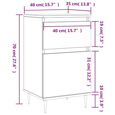 vidaXL Credenza Rovere Sonoma 40x35x70 cm in Legno Multistrato