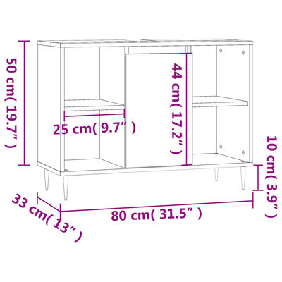 vidaXL Mobile da Bagno Bianco 80x33x60 cm in Legno Multistrato