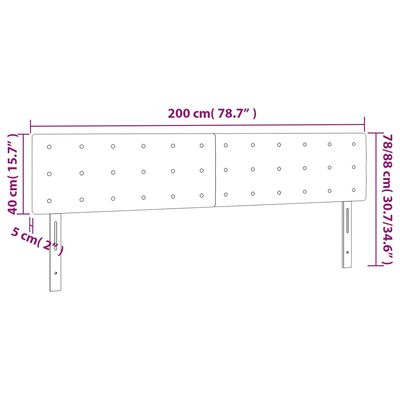 vidaXL Testiera a LED Grigio Chiaro 200x5x78/88 cm in Velluto