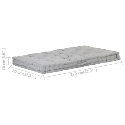 vidaXL Cuscino per Pallet e Pavimento in Cotone 120x80x10 cm Grigio