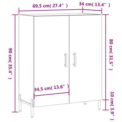 vidaXL Credenza Bianca 69,5x34x90 cm in Legno Multistrato