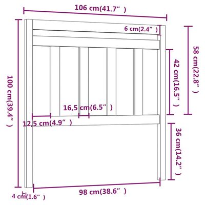 vidaXL Testiera per Letto Bianca 106x4x100cm in Legno Massello di Pino