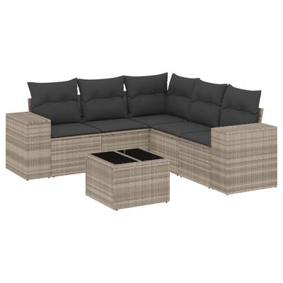 vidaXL Set Divano da Giardino 6pz con Cuscini Grigio Chiaro Polyrattan