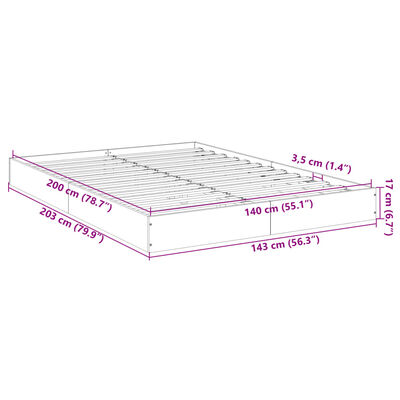 vidaXL Giroletto senza Materasso Rovere Fumo 140x200 cm in Truciolato