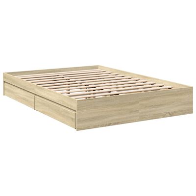 vidaXL Giroletto Cassetti Rovere Sonoma 140x190 cm Legno Multistrato