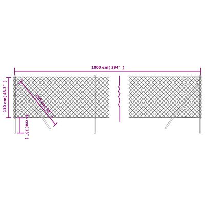 vidaXL Recinzione a Rete Antracite 1,1x10 m