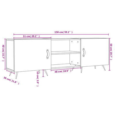 vidaXL Mobile Porta TV Grigio Cemento 150x30x50cm in Legno Multistrato