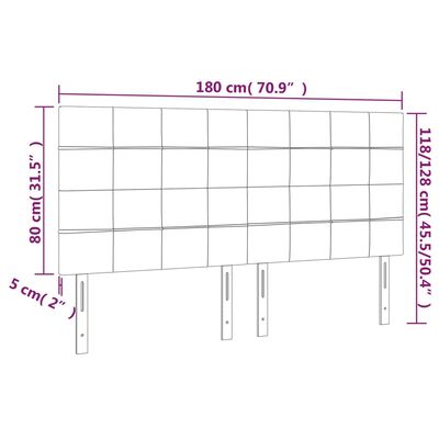 vidaXL Testiera a LED Grigio Chiaro 180x5x118/128 cm in Velluto