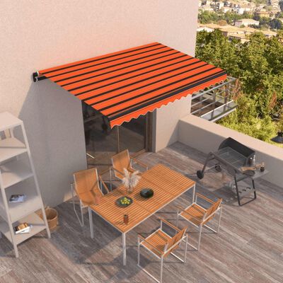 vidaXL Tenda da Sole Retrattile Manuale 450x350 cm Arancione e Marrone