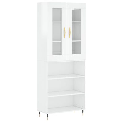 vidaXL Credenza Bianco Lucido 69,5x34x180 cm in Legno Multistrato