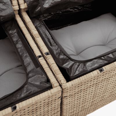 vidaXL Set Divano da Giardino 14 pz con Cuscini Beige Misto Polyrattan