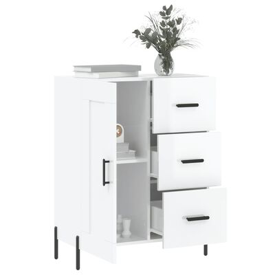 vidaXL Credenza 69,5x34x90 cm in Legno Multistrato Bianco Lucido