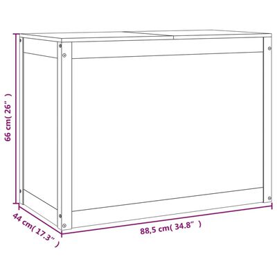 vidaXL Contenitore per Bucato Nero 88,5x44x66 cm Legno Massello Pino