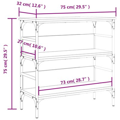 vidaXL Tavolino Consolle Rovere Fumo 75x32x75 cm in Legno Multistrato