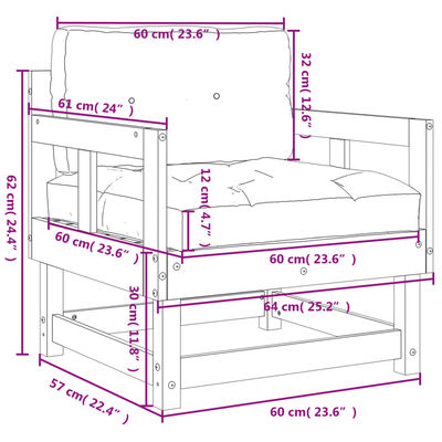 vidaXL Sedie da Giardino con Cuscini 2pz Ambra Legno Massello di Pino