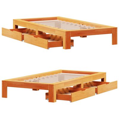 vidaXL Letto senza Materasso Marrone Cera 75x190 cm in Legno di Pino