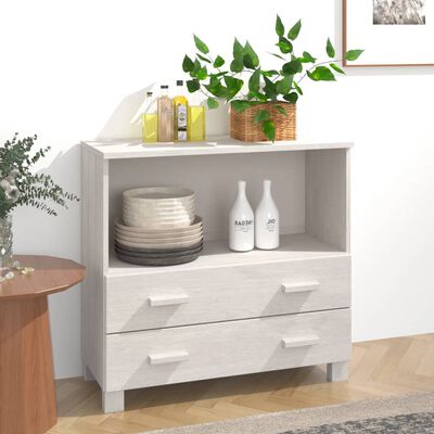 vidaXL Credenza HAMAR Bianca 85x35x80 cm in Legno Massello di Pino