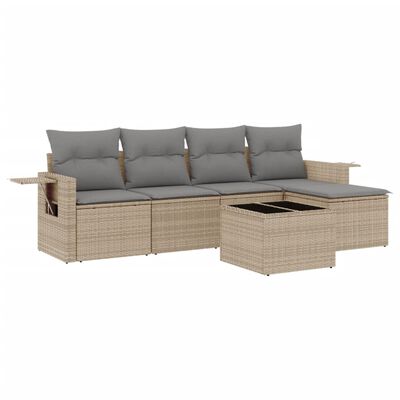 vidaXL Set Divano da Giardino 6 pz con Cuscini Beige in Polyrattan