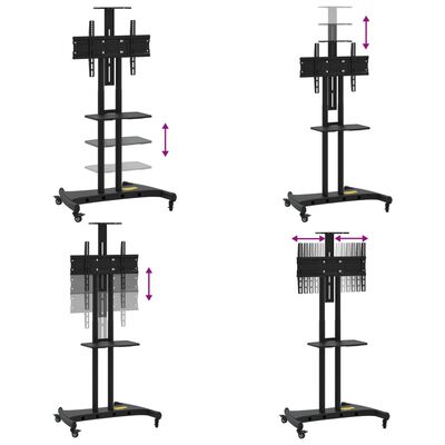 vidaXL Supporto TV con Ruote Schermo 32"-70" Max VESA 600x400 mm 60kg