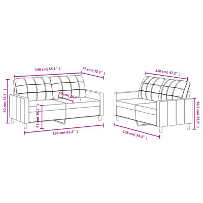 vidaXL Set di Divani 2 pz con Cuscini Crema in Tessuto