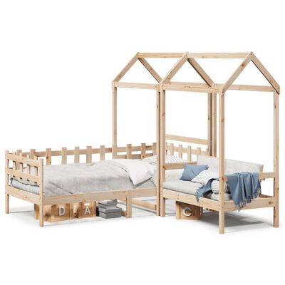 vidaXL Set Dormeuse e Panca con Tetto 90x200cm Legno Massello di Pino