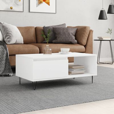 vidaXL Tavolino da Salotto Bianco 90x50x36,5 cm in Legno Multistrato