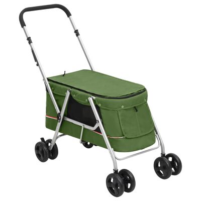 vidaXL Passeggino Cani Pieghevole Verde 100x49x96cm Tessuto di Lino