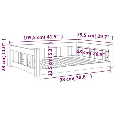 vidaXL Cuccia per Cani Bianca 105,5x75,5x28 cm Legno Massello di Pino