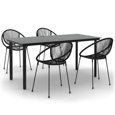 vidaXL Set da Pranzo da Giardino 5 pz Nero in Rattan PVC