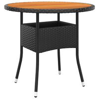 vidaXL Tavolo Giardino Ø80x75 cm Massello Acacia e Polyrattan Nero